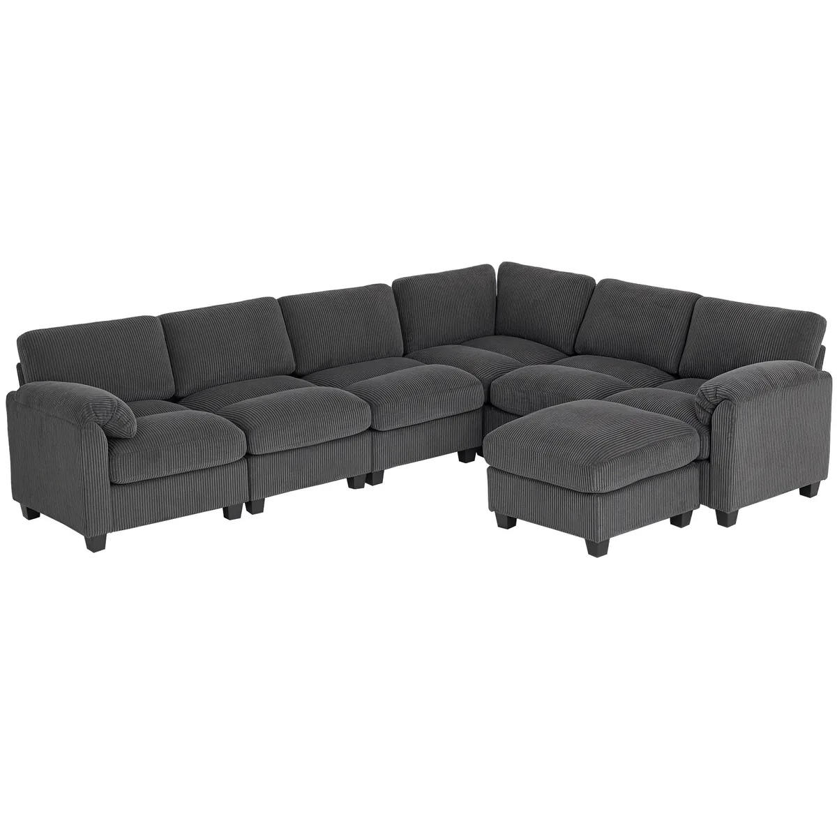 HOMCOM Canapea Forma U 292x224x85cm Corduroy Gri Inchis