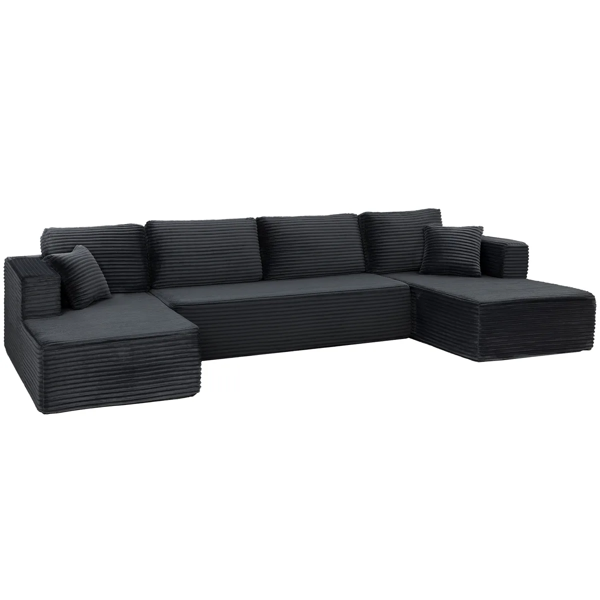 HOMCOM Canapea Modulara U 2 Chaiselongue Extensibila Cord Gri Inchis