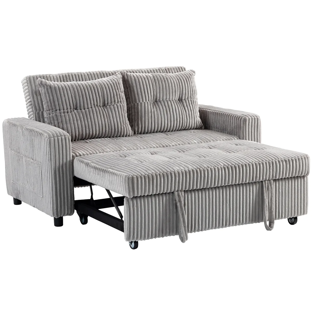 Homcom Canapea Pat 2 Locuri extensibila cu 2 Perne Gri Deschis 157cm