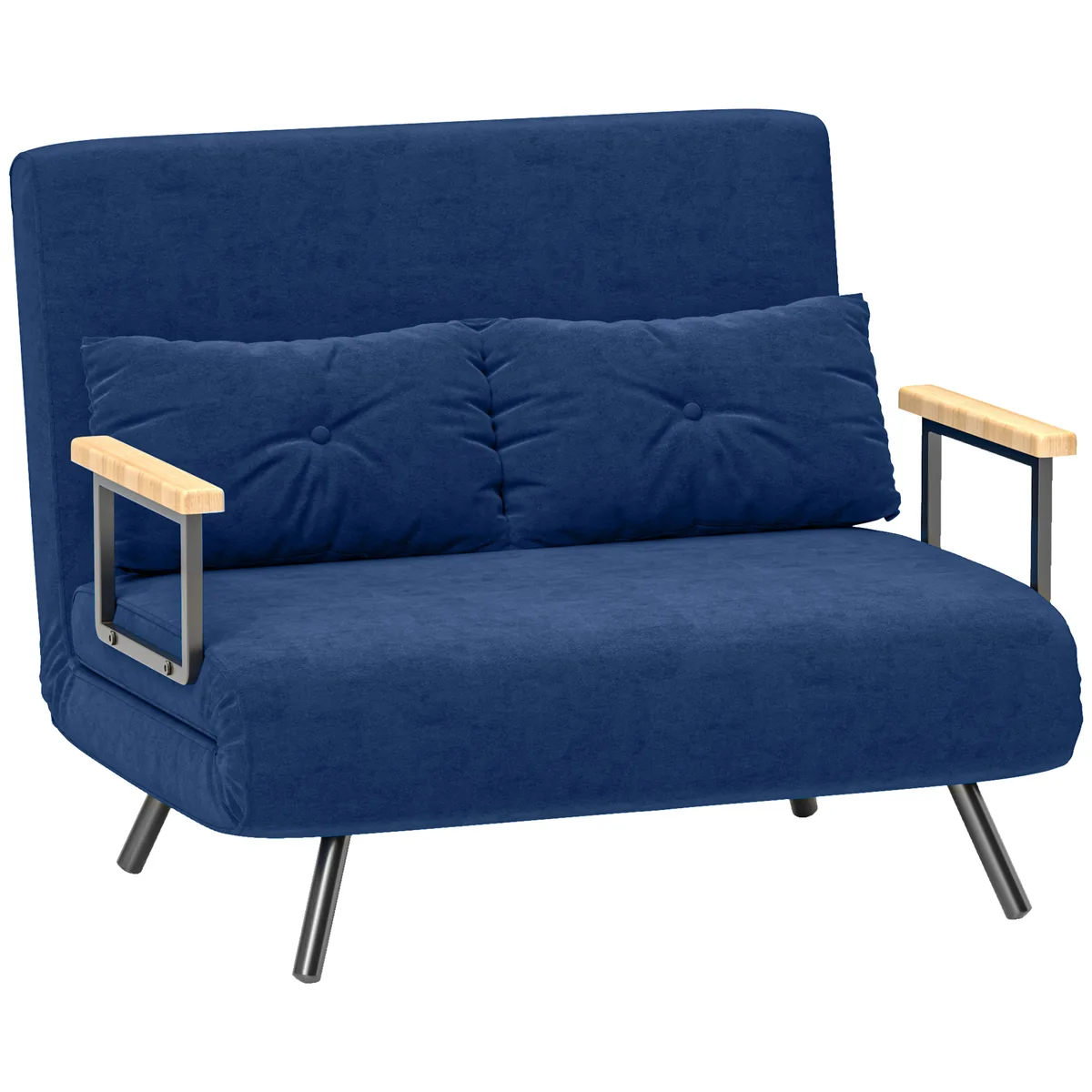 HOMCOM Canapea Pat 2 Locuri Spatar Reglabil 5 Nivele 2 Perne 102x73x81cm Albastru