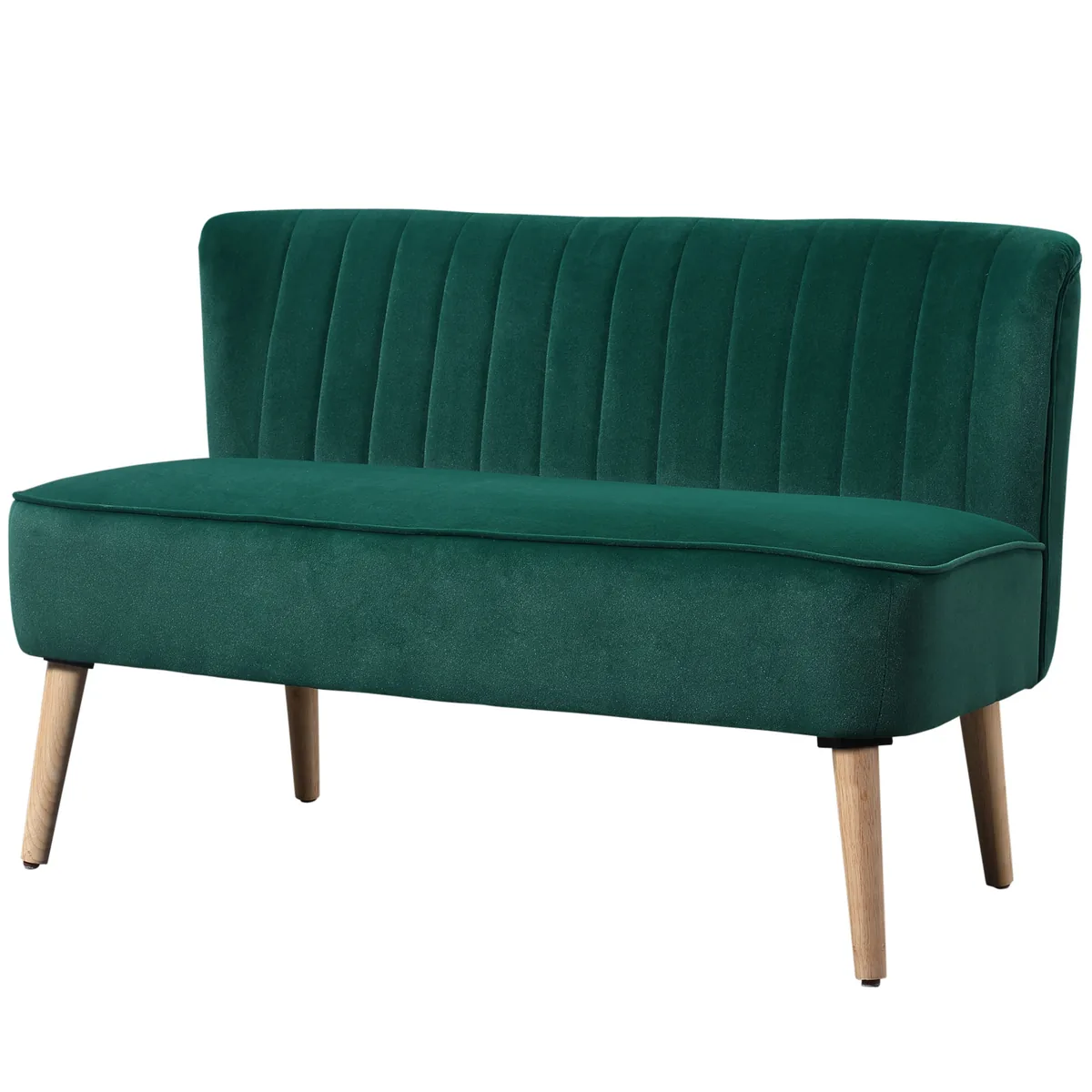 HOMCOM Canapea Retro 2 Locuri Lemn 117cm x 56,5cm x 77cm Verde Inchs