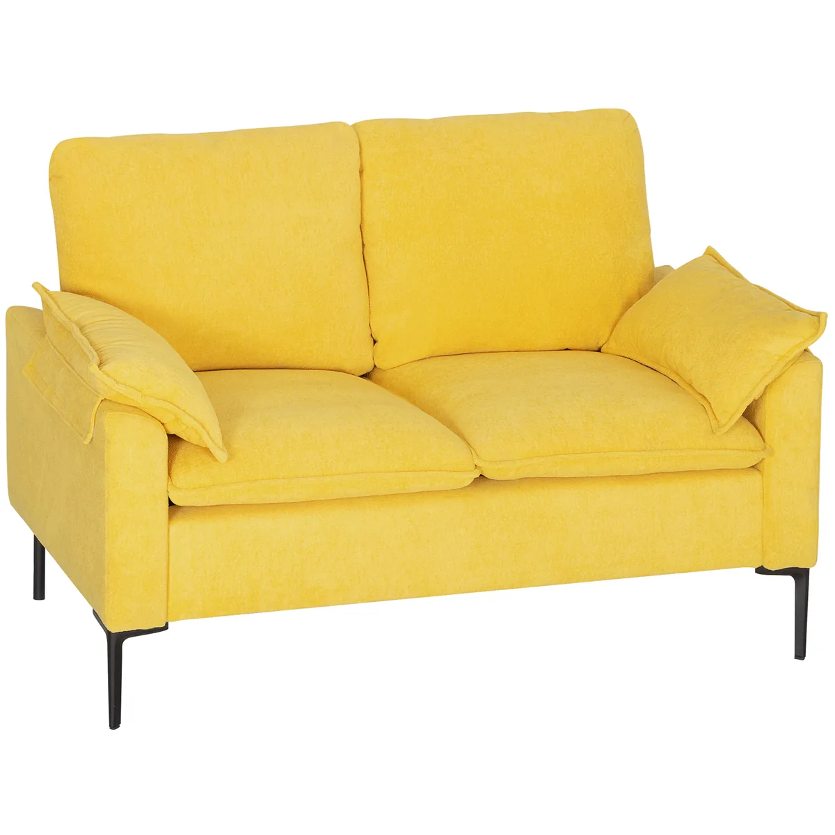 HOMCOM Divan cu Două Locuri Galben 130x77x84cm