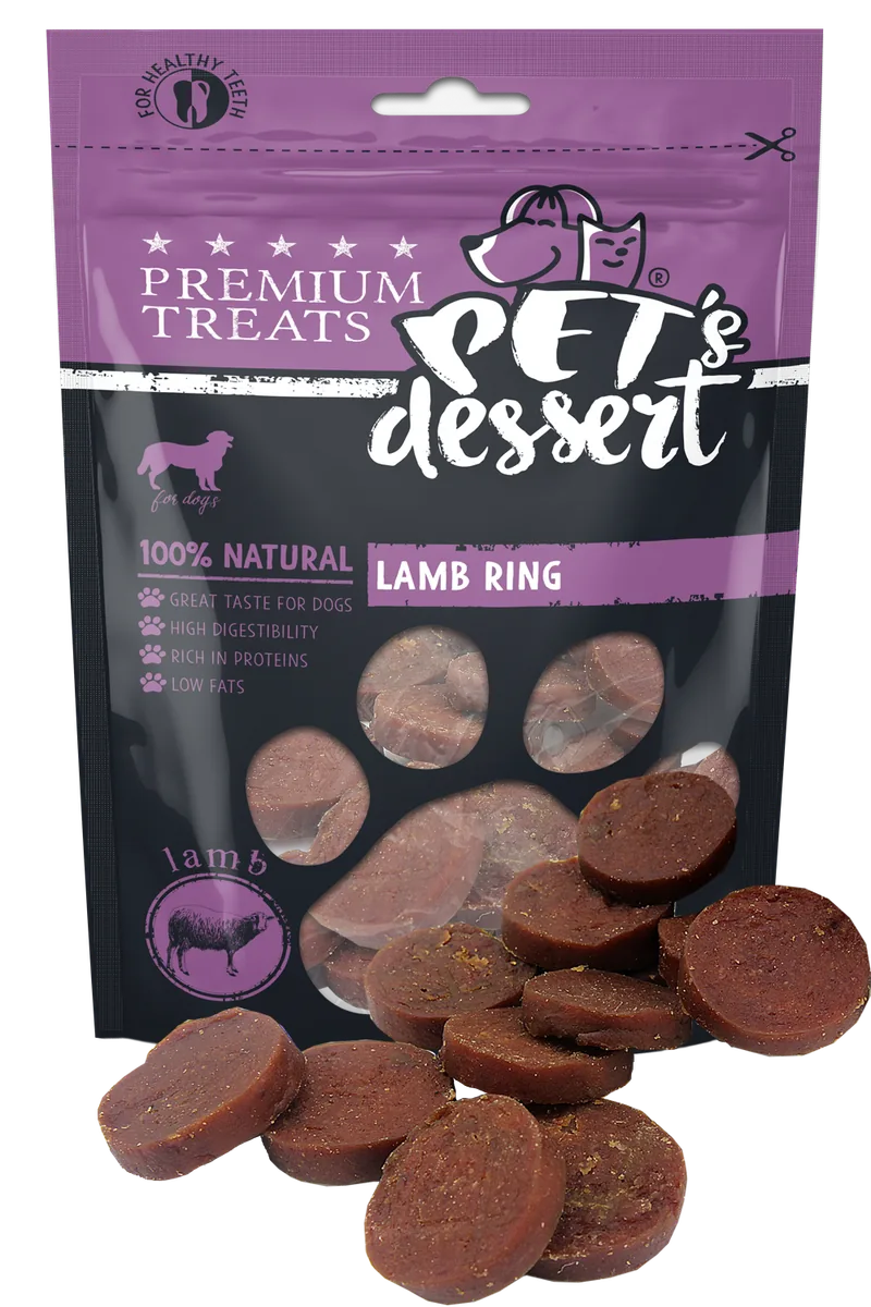 Hrana Complementara pentru Caini Pet's Dessert Dog Lamb Ring 80g Adult