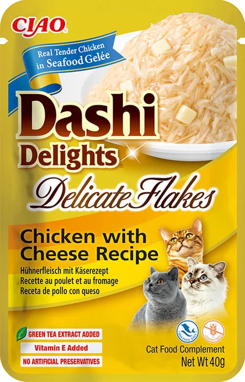 Hrana pentru Pisici Inaba Ciao Dashi Delights Delicate Flakes Pui si Branza 40g