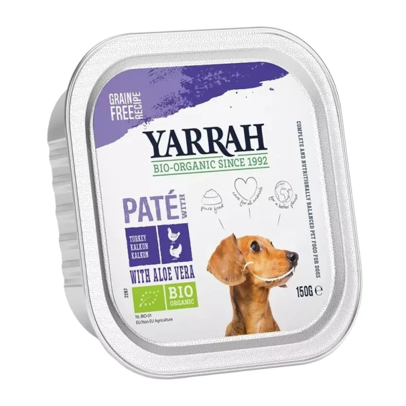 Hrana Umeda Bio pentru Caini Yarrah Pate cu Pui Curcan si Aloe Vera 150g