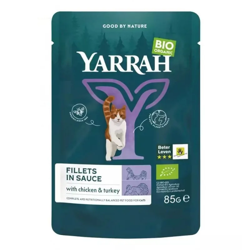 Hrana Umeda Bio pentru Pisici Yarrah File cu Carne de Curcan in Sos 85g
