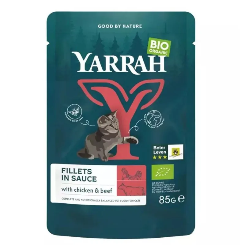 Hrana Umeda pentru Pisici Yarrah Bio File cu Ficat de Vita in Sos 85g
