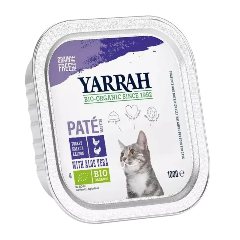 Hrana Umeda Bio pentru Pisici Yarrah Pate cu Pui si Curcan cu Aloe Vera 100g