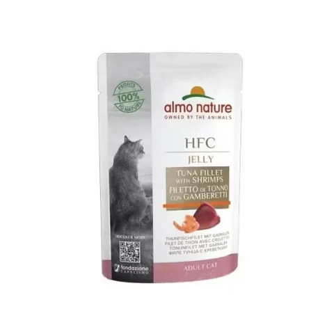Hrana Umeda pentru Pisici Almo Nature HFC Filet de Ton si Creveti 55g
