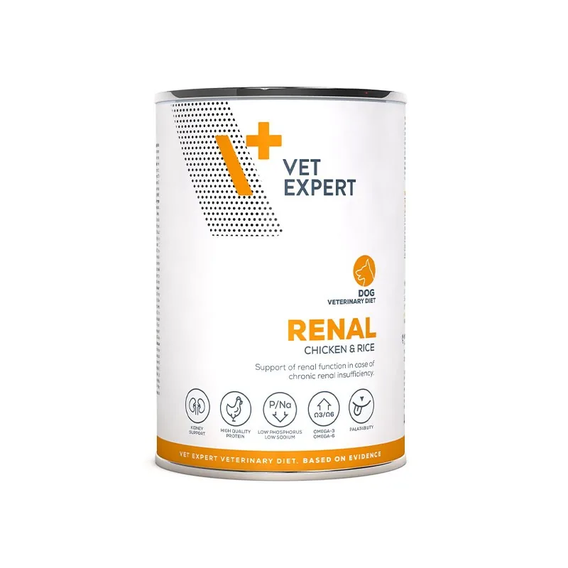Hrana Umedă Dietetică Câini Adulți Vet Expert Renal Dog Pui și Orez 6x400g
