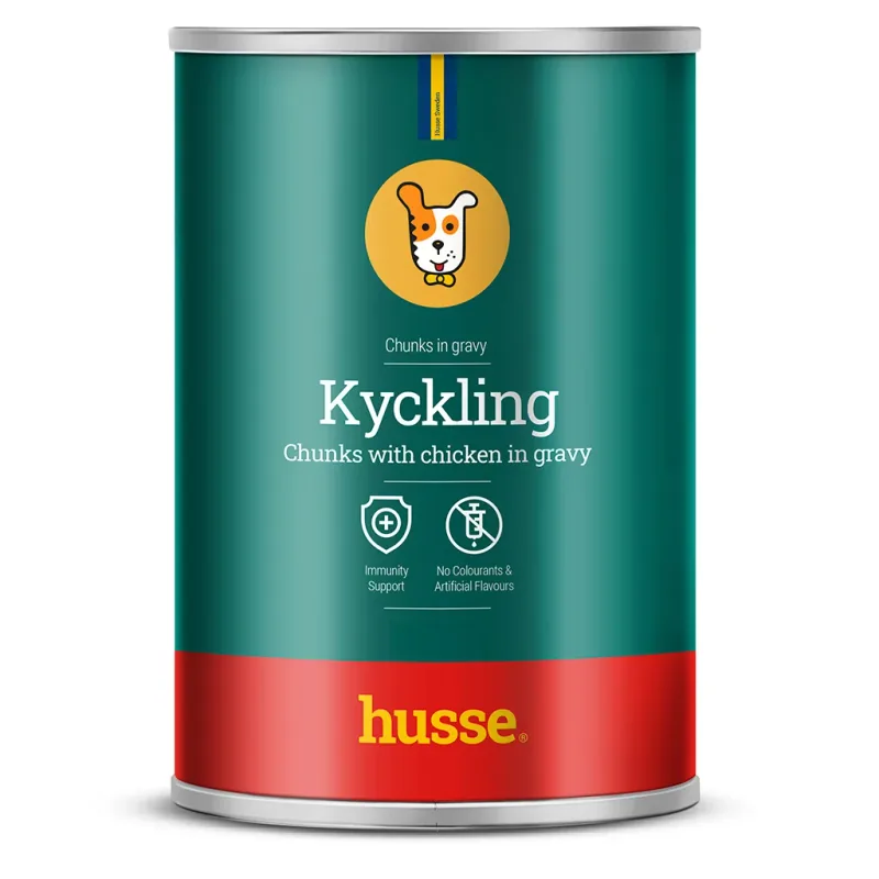 Hrană Umedă pentru Câini Husse Kyckling Chunks in Gravy