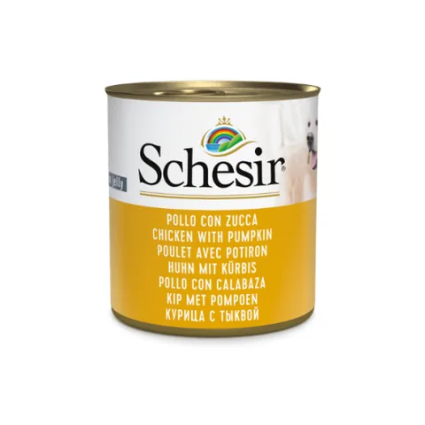 Hrana Umeda pentru Caini Schesir Fruit Pui si Dovleac Adulti Pachet 5x285g