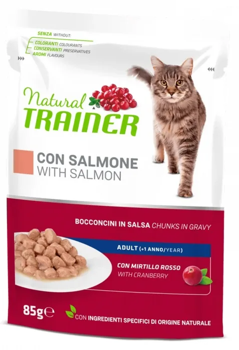 Hrana Umeda Pentru Pisici Adulte Natural Trainer Bucati de Somon in Sos 12x85g