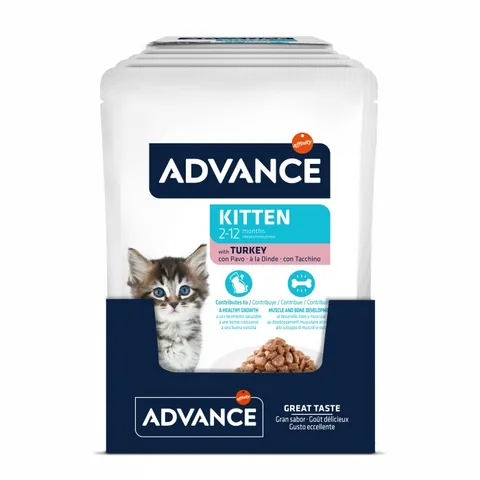 Hrana Umeda pentru Pisici Advance Wet Kitten Junior Curcan 12 x 85g
