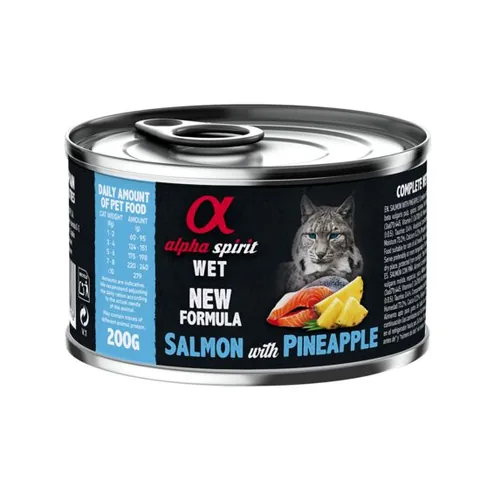 Hrană Umedă pentru Pisici Alpha Spirit Somon și Ananas 4x200g
