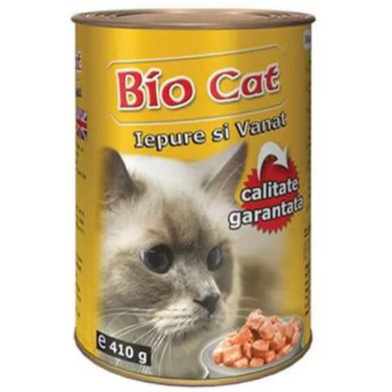 Hrana Completa pentru Pisici Biocat Iepure si Vanat 410g