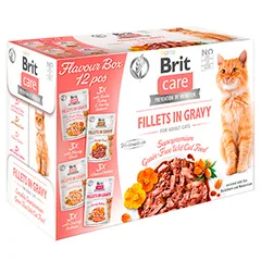 Hrana Umeda pentru Pisici Brit Care Cat Flavour Box Fillet in Gravy 12x85g