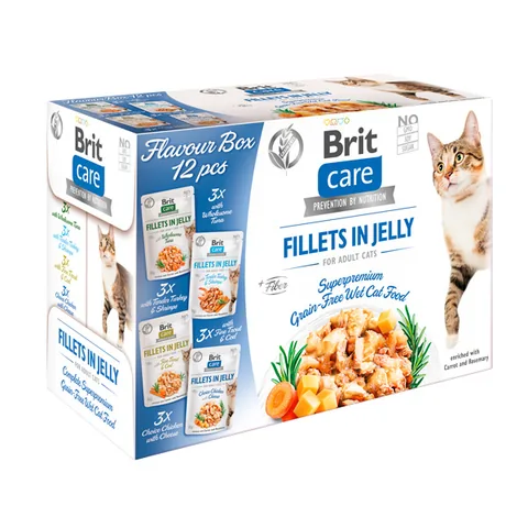 Hrana Umeda pentru Pisici Brit Care Fillet in Jelly Set 12x85g