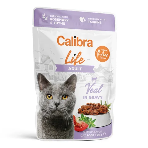 Hrana Umeda pentru Pisici Calibra Cat Life Adult Vitel in Sos Pliculet 85g