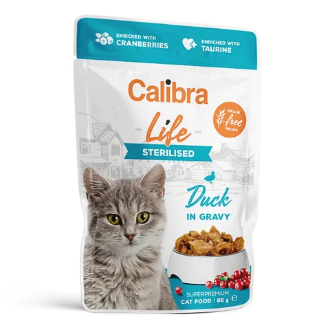 Hrana Umeda pentru Pisici Calibra Cat Life Pouch Sterilised Rata in Sos 5x85g