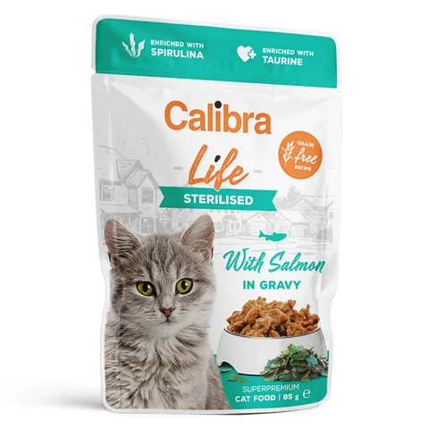 Hrana Umeda pentru Pisici Calibra Cat Life Pouch Sterilised Somon in Sos 85g