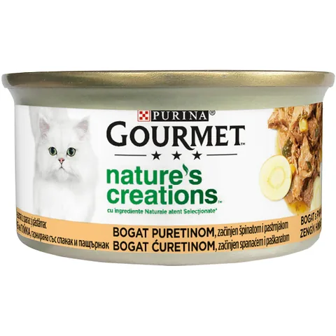 Hrana Umeda pentru Pisici Gourmet Nature's Creations File Curcan si Spanac 85g