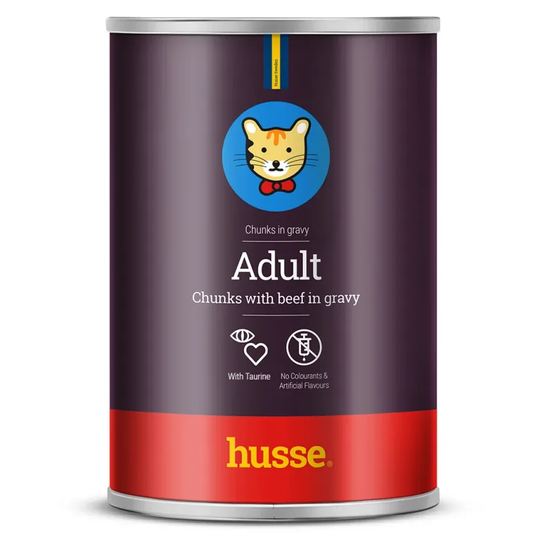 Hrană Umedă pentru Pisici Husse Bucăți în Sos Adult cu Vită