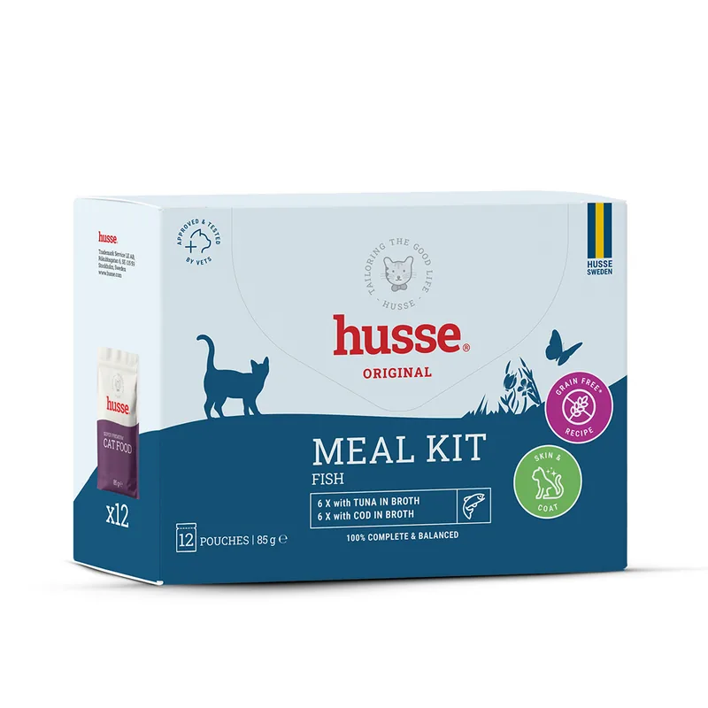 Hrană Umedă pentru Pisici Husse Meal Kit Fish Ton si Cod Bucăți în Sos