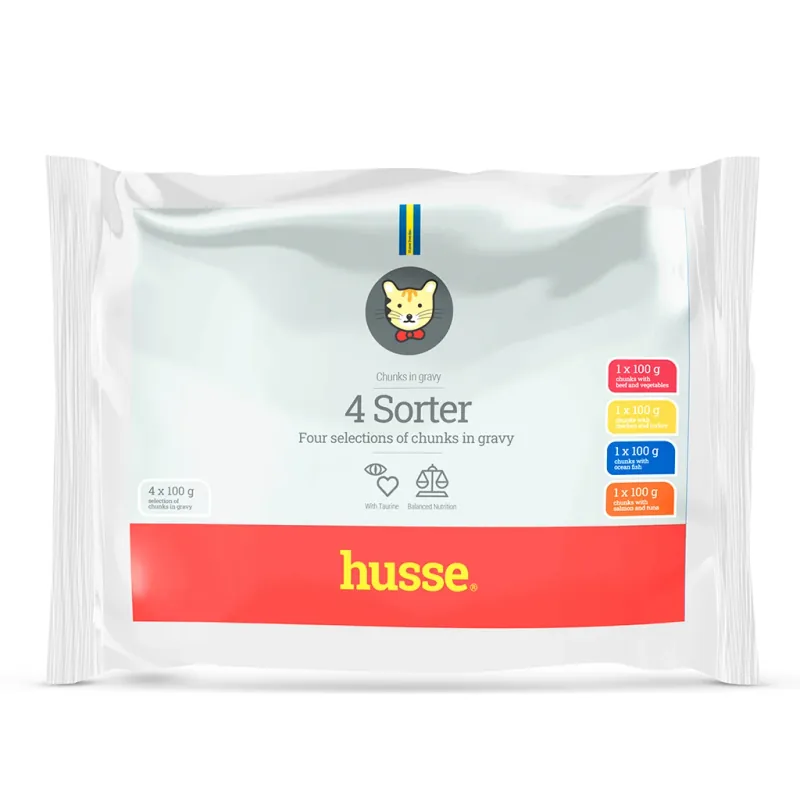 Hrana Umeda pentru Pisici Husse Multipack 4 Sortimente cu Taurina