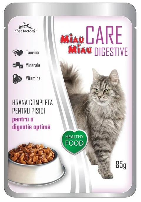 Hrana Umeda pentru Pisici Miau Miau Care Digestive Miel 12x85g