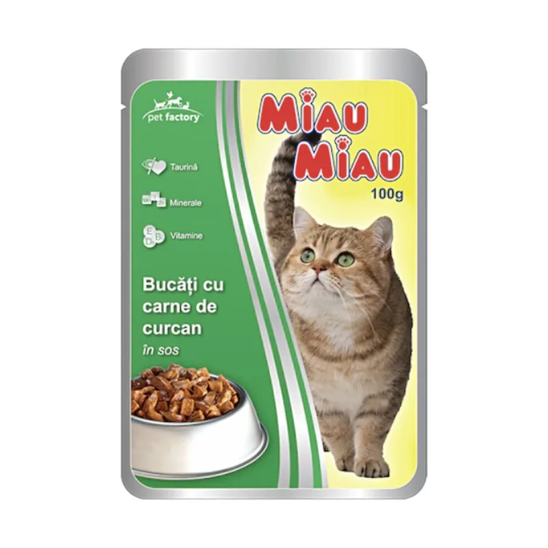 Hrana Umeda pentru Pisici Miau Miau Curcan in Sos Plic 100g