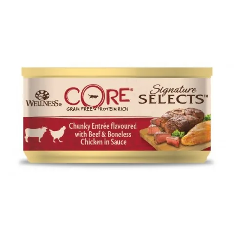 Hrana Umeda pentru Pisici Wellness Core Signature Select Vita si Pui in Sos 79g