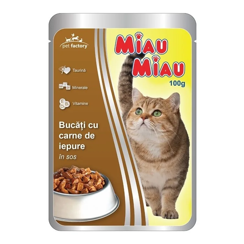 Hrana Umeda Pisici Miau Miau Iepure in Sos Plic 100g