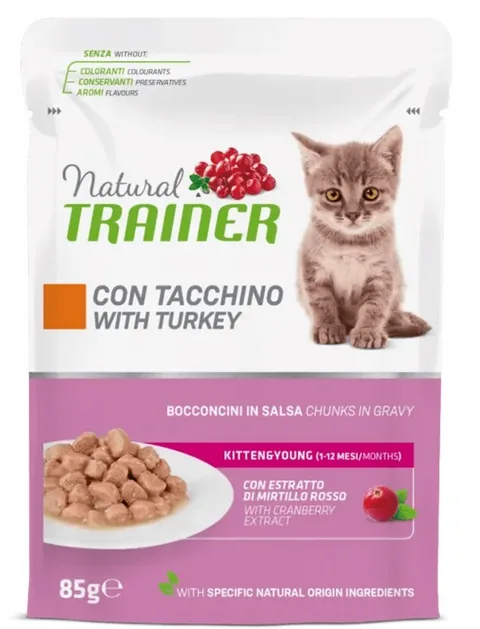 Hrana Umeda Pisici Natural Trainer Maintenance Kitten & Young Curcan Sos 85gx12