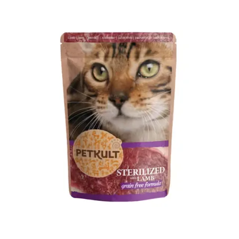 Hrana Umeda pentru Pisici Petkult Sterilizat Miel 100g