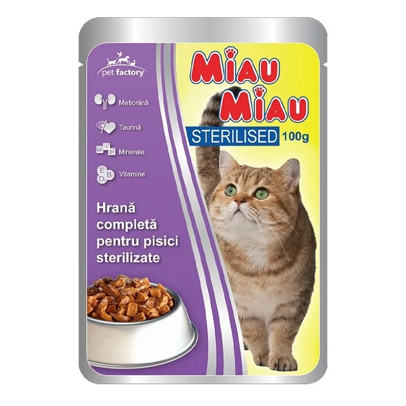 Hrana Umeda pentru Pisici Miau Miau Sterilizate 100g