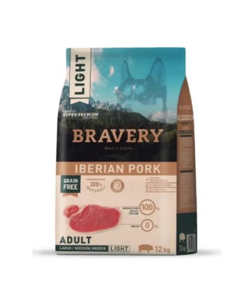 Hrana Uscata Caini Bravery Dog Large-Medium Light Adult Porc Iberic 12kg