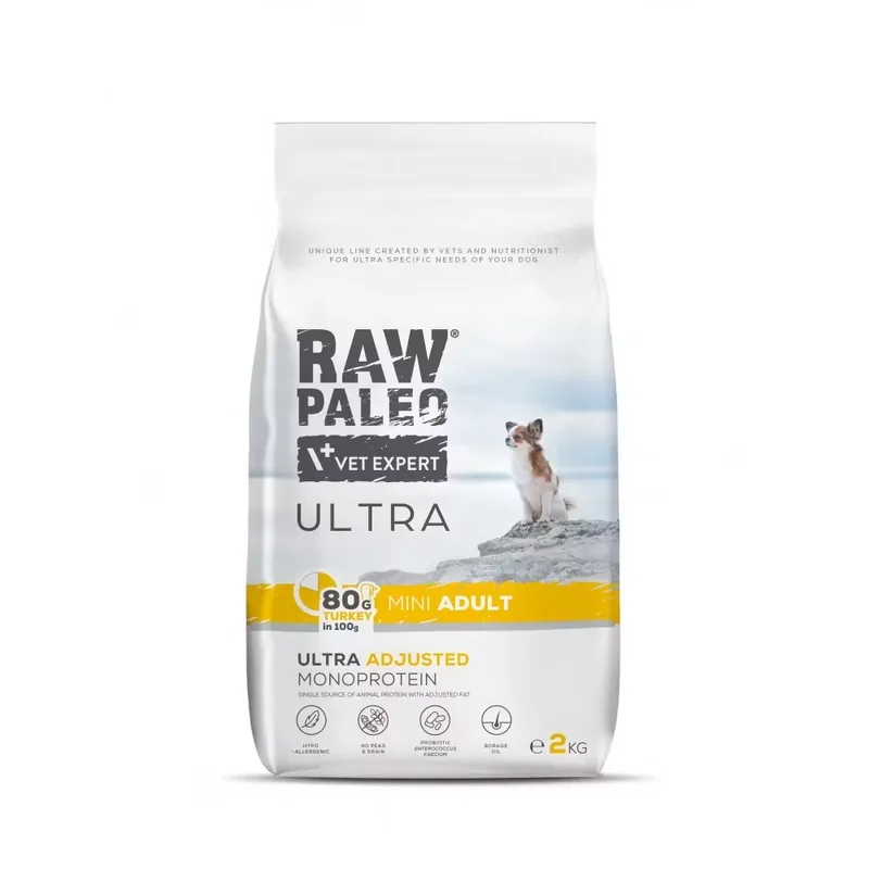 Hrana Uscata pentru Caini Raw Paleo Ultra Turkey Mini Adult 2kg