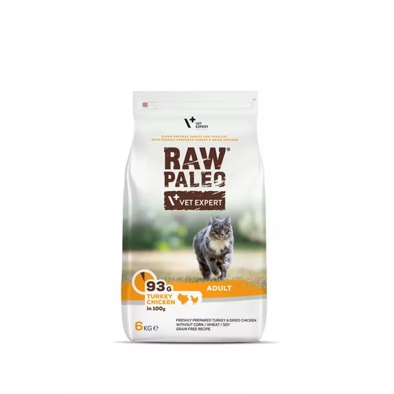 Hrana Uscata Pisici Raw Paleo Adult Curcan si Pui 6kg