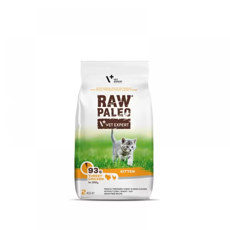 Hrana Uscata pentru Pisoi Raw Paleo Kitten Curcan si Pui 2kg