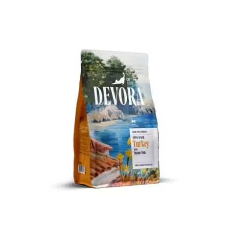Hrana Uscata pentru Pisici Devora Cat Sterilized Grain Free Curcan si Peste Marin 400g