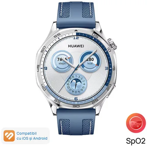 Huawei Watch GT 5 46mm Tarnish Steel Case Blue Woven Strap