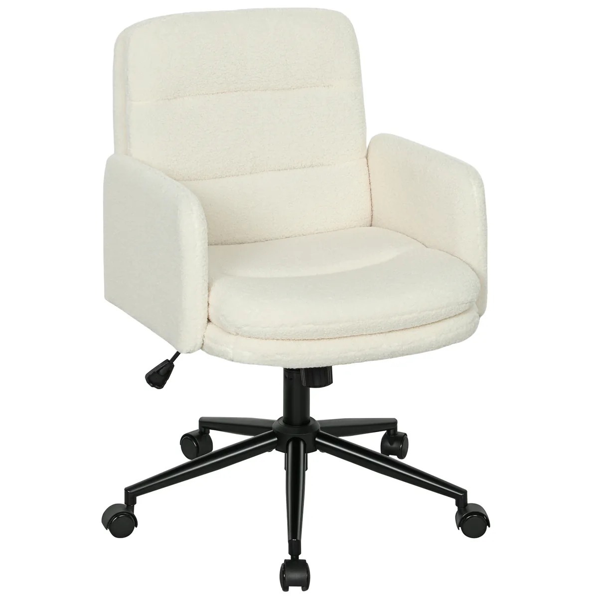 Scaun de Birou HOMCOM Pivotant Inaltime Reglabila Basculare Crem