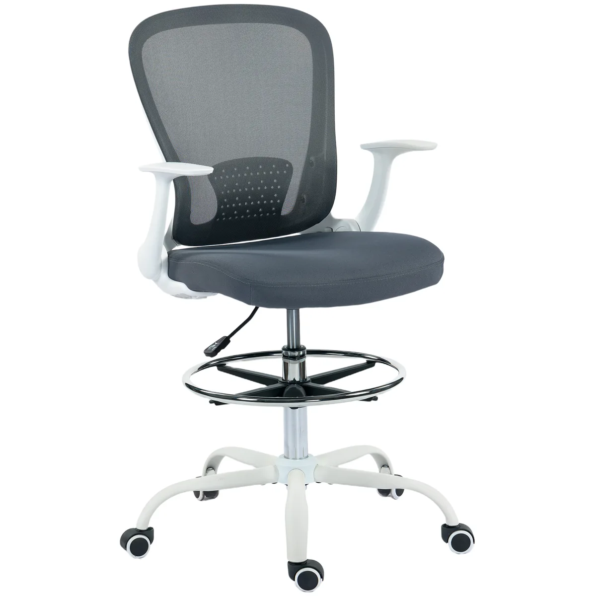 Scaun de Birou HOMCOM Ergonomic Cu Suport Picioare Si Brate Rabatabile Gri