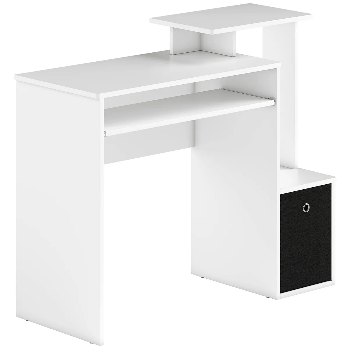 Birou Vinsetto Cu Raft Tastatura Si Depozitare 100x40x86.6cm Alb Si Negru