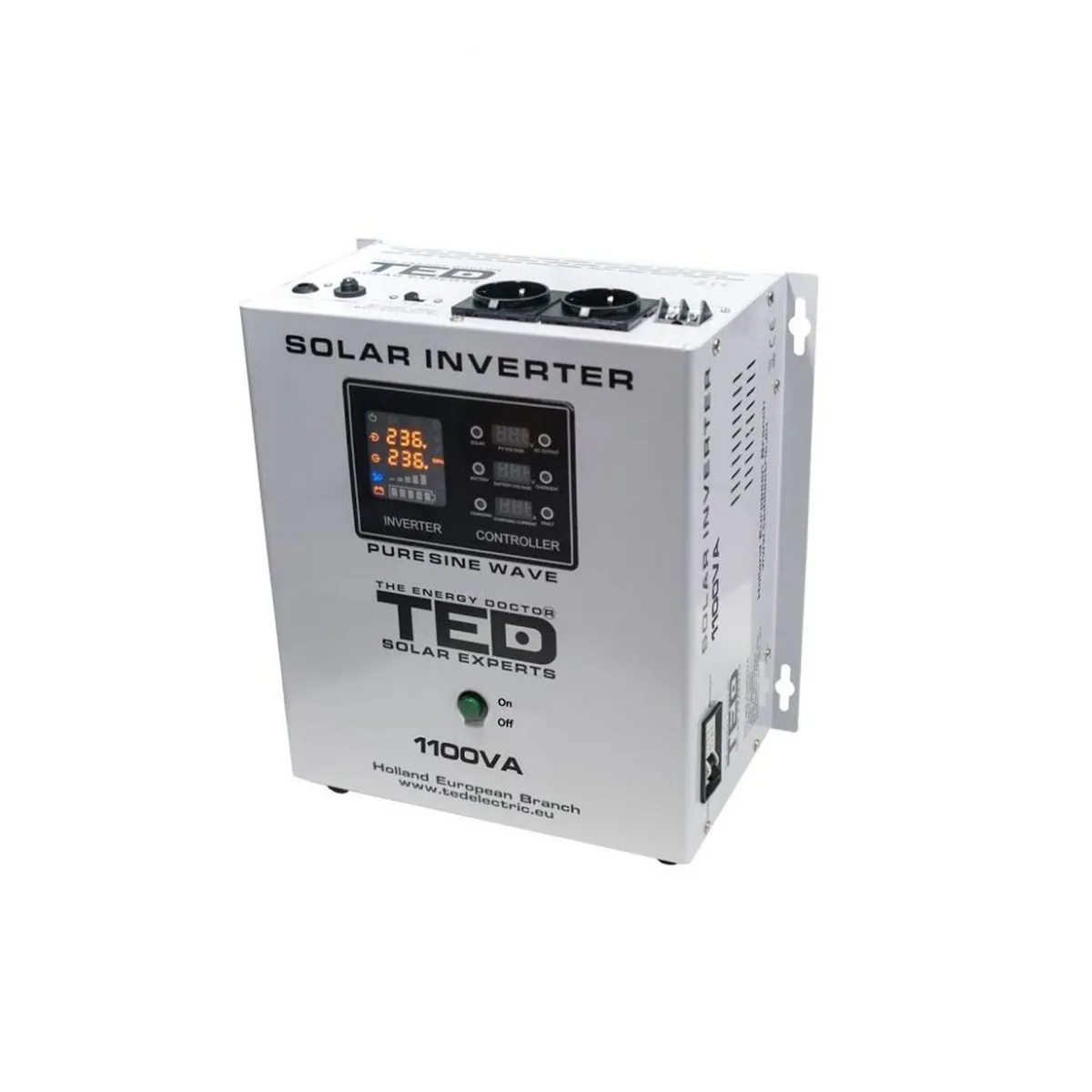 Invertor Solar Rovision 12V 230V 1100VA 700W MPPT Unda Sinusoidala Pura