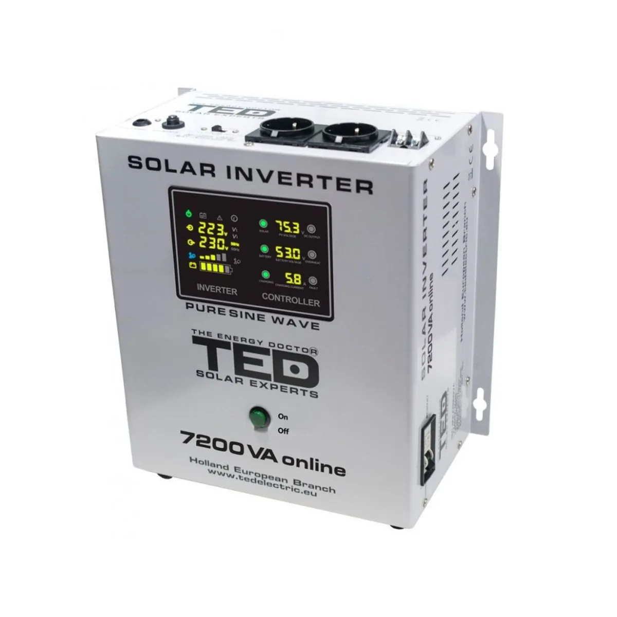 Invertor Solar Rovision 7200VA 5000W 48V 230V MPPT Unda Sinusoidala Pura