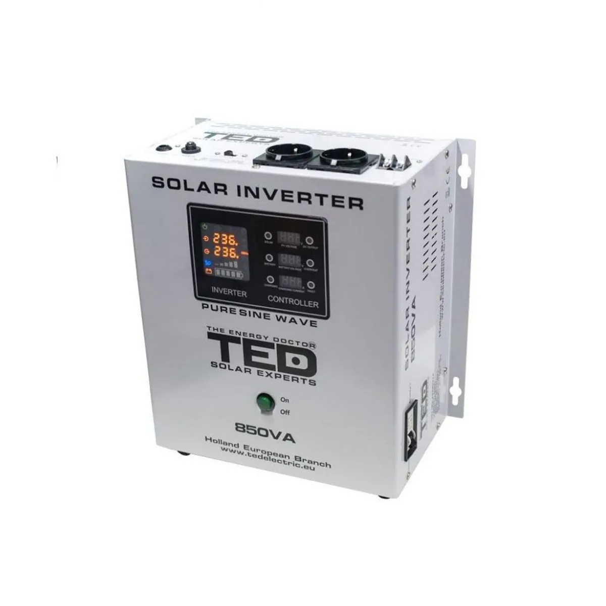 Invertor Solar TED Electric 850VA 500W MPPT Unda Sinusoidala 12V 230V