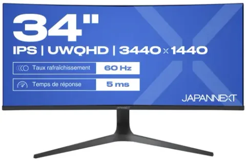 JAPANNEXT JN-IPS340UWQHD60C-C65W-HS 34 Inch UWQHD Curbat Negru