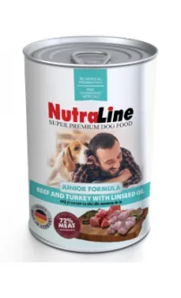 Conserva pentru Câini Nutraline Junior Vita si Curcan cu Ulei de In 400g